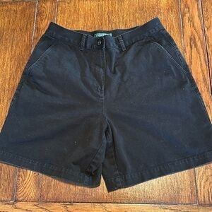 Lauren, Ralph Lauren black cotton flat front shorts size 8